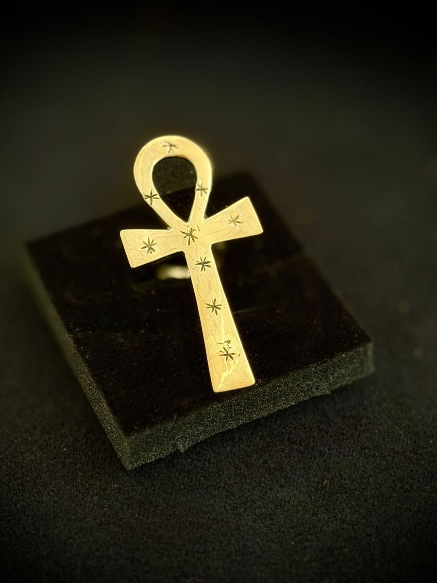 Bague Kamak — ankh étoilé en bronze