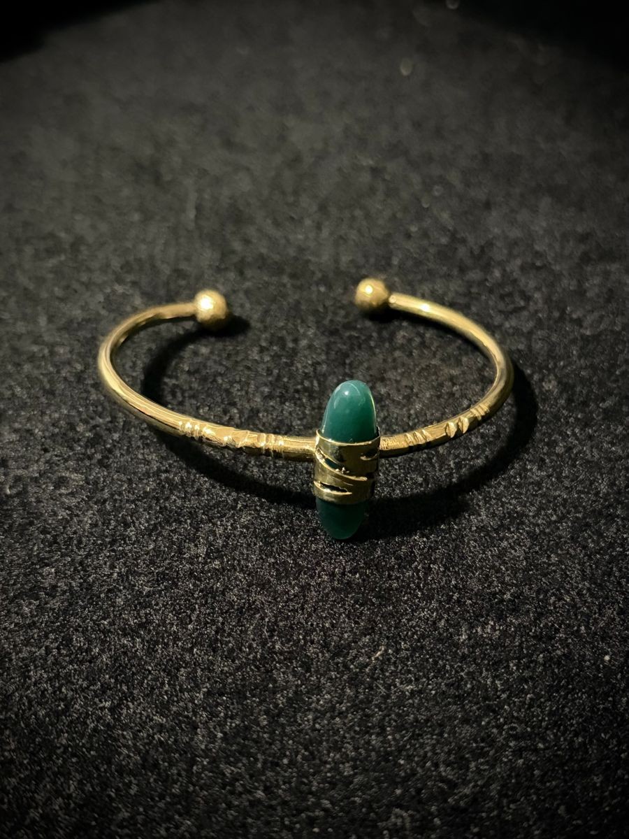Bracelet Nairobi — jonc bronze et pierre malachite